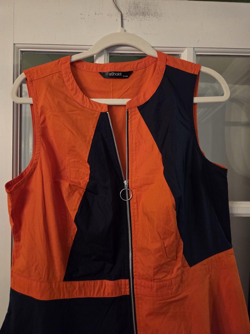 eshakti Orange & Navy Colorblock Midi Dress - Size 16W - Picture 5 of 6